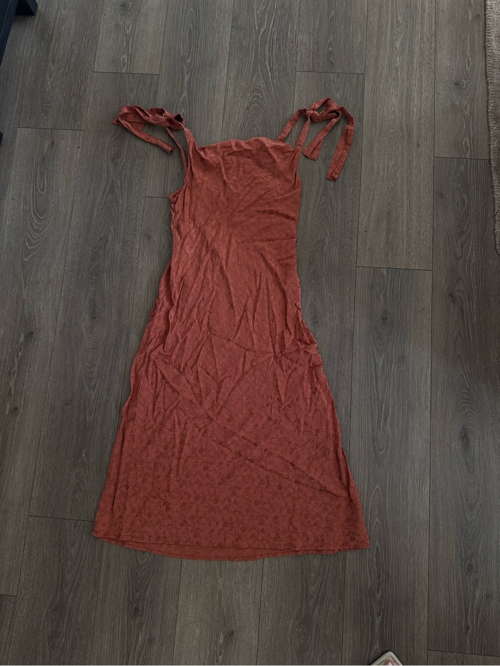 Forever 21 Rust Tie-Shoulder Midi Dress - Burnt Orange